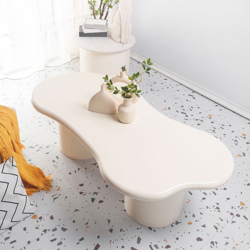 15"H Contemporary Coffee Table Wooden White Coffee Cocktail Table