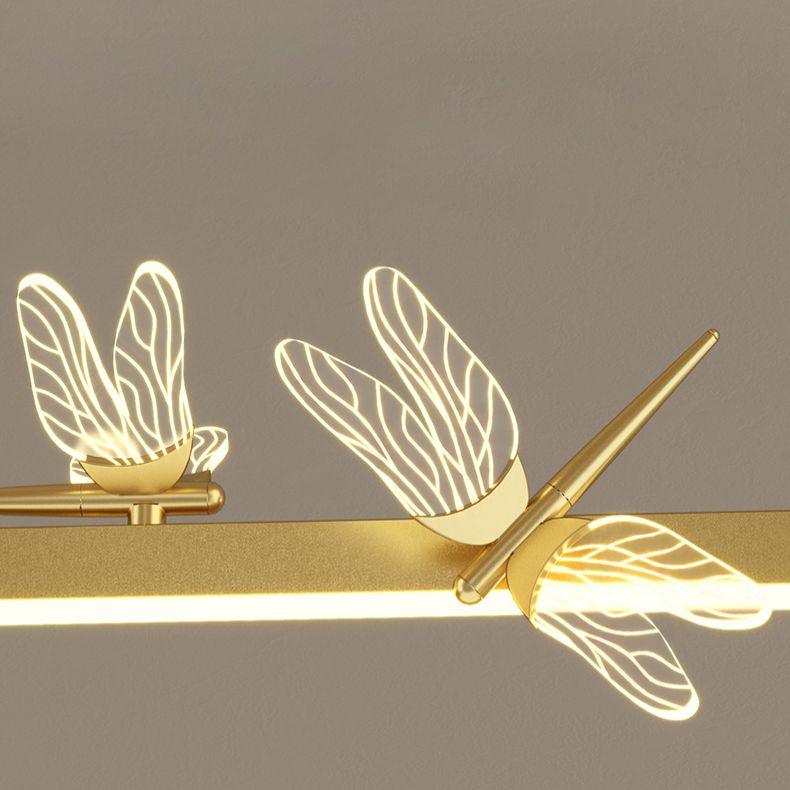 Luces de isla colgantes de libélula ultra contemporánea accesorios de iluminación de araña acrílica para restaurante