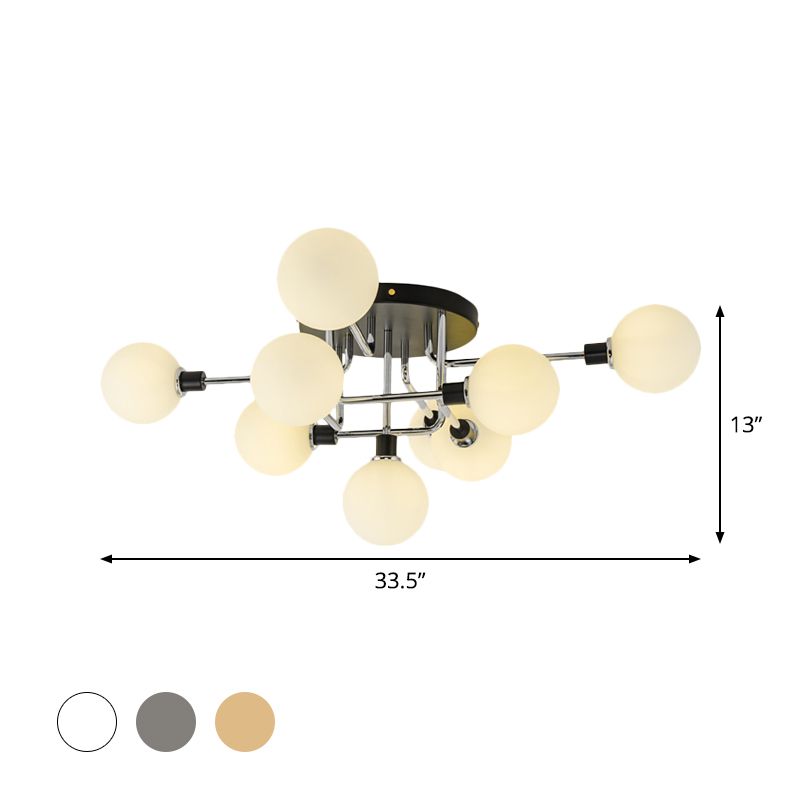 Glass Globe Shade Ceiling Light Contemporary Style Semi Flush Mount Light for Villa Dining Room