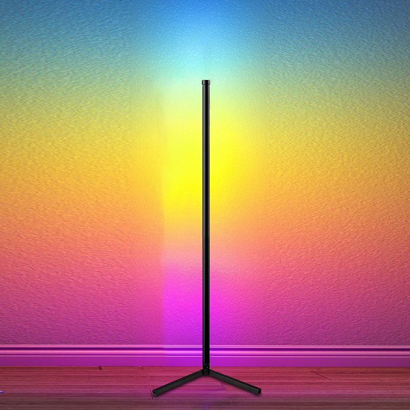 Tube Floor Light Modern Style Metal 1 Light Floor Light Fixtures in Black