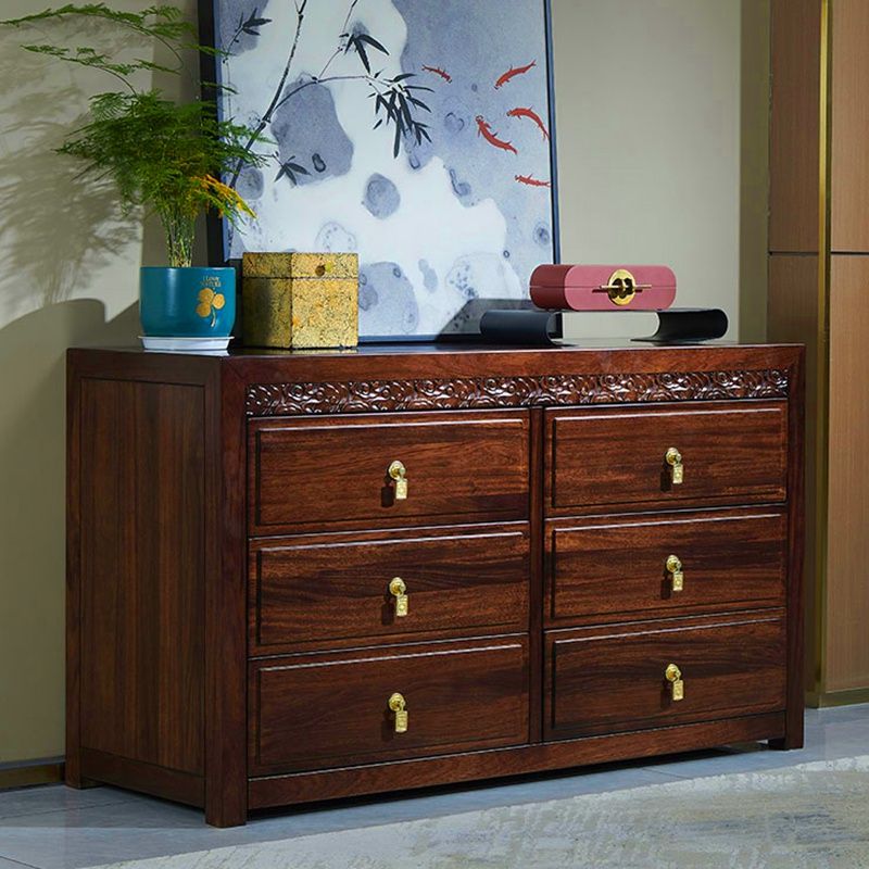 Mid-Century Modern Solid Wood Chest 27.56" Tall 6 - Drawer Accent Chest