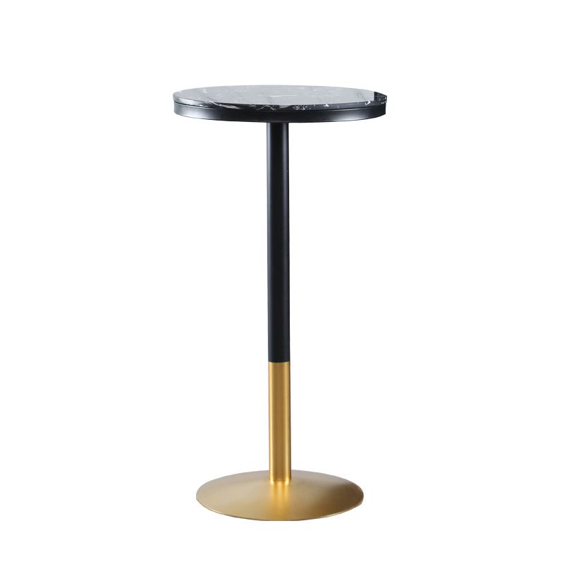 Round Stone Bar Dining Table Glam Pedestal Bar Table for Living Room