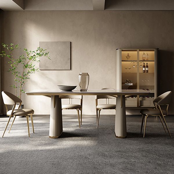 Glam Style Armless Dining Chairs Faux Leather Open Back Dining Side Chair