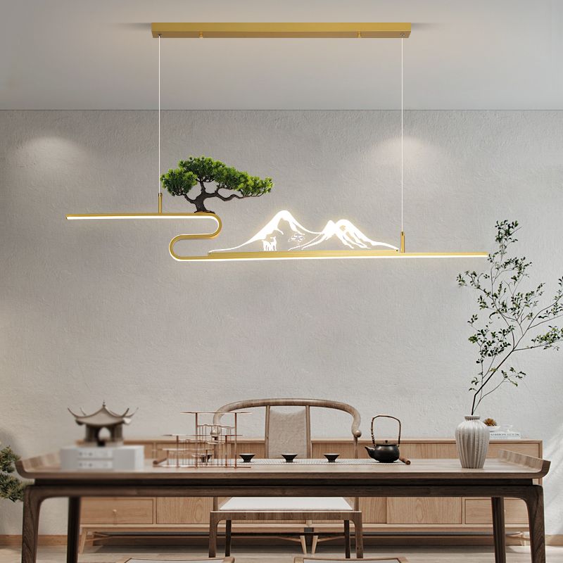 Forma lineal de la isla de la isla de estilo contemporáneo 1 accesorio de iluminación colgante de luz