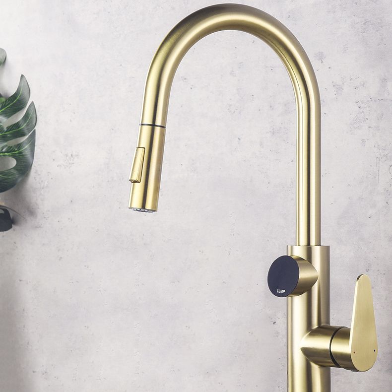 Modern Style Kitchen Faucet Stainless Steel 1-Handle High Arc Retractable Kitchen Faucet