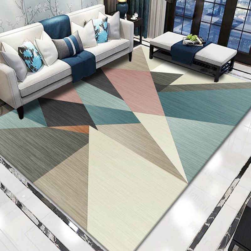 Simplicity Triangle Pattern Area Rug Colorful Contemporary Polyester Carpet Friendly Washable Area Carpet for Living Room