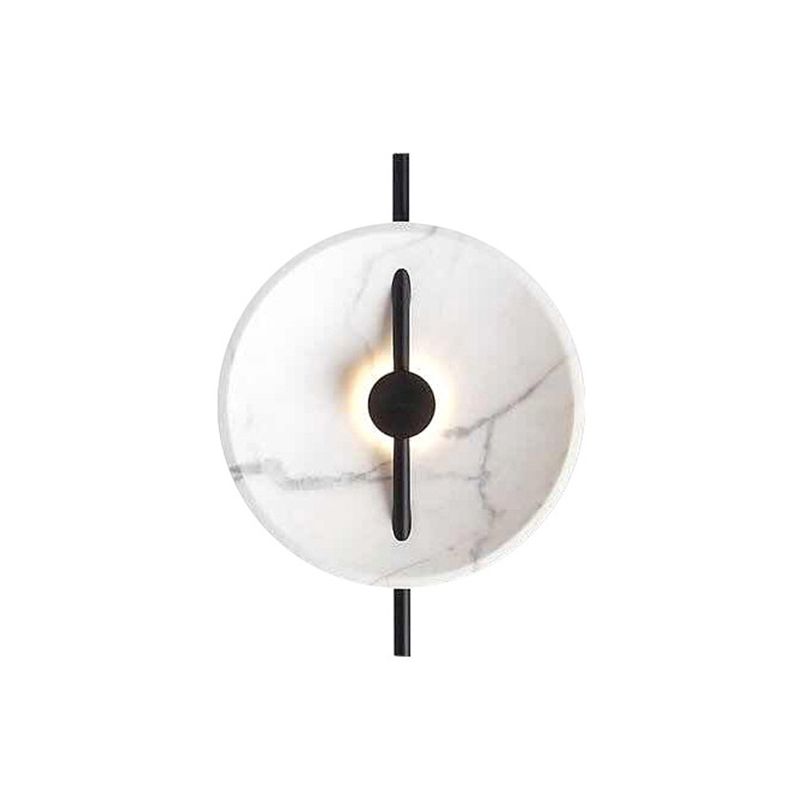 Marble-Look Disc Resin Wall Lamp Designer Black and White LED Sconce Lighting for Bedside