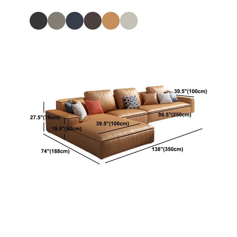 Nordic Recessed Arm Stationary Faux Leather Living Room Sofa Chaise