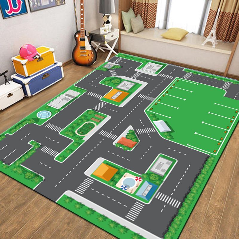 Fancy Modern Area Rug Track Pattern Polyester Area Carpet Stain Resistant Rug for Home Decor