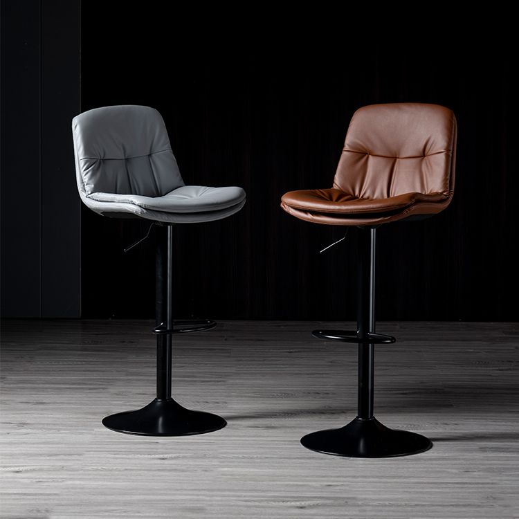 Iron Footrest Bar Stool Low Back Indoor Modern Adjustable Counter-height Stool
