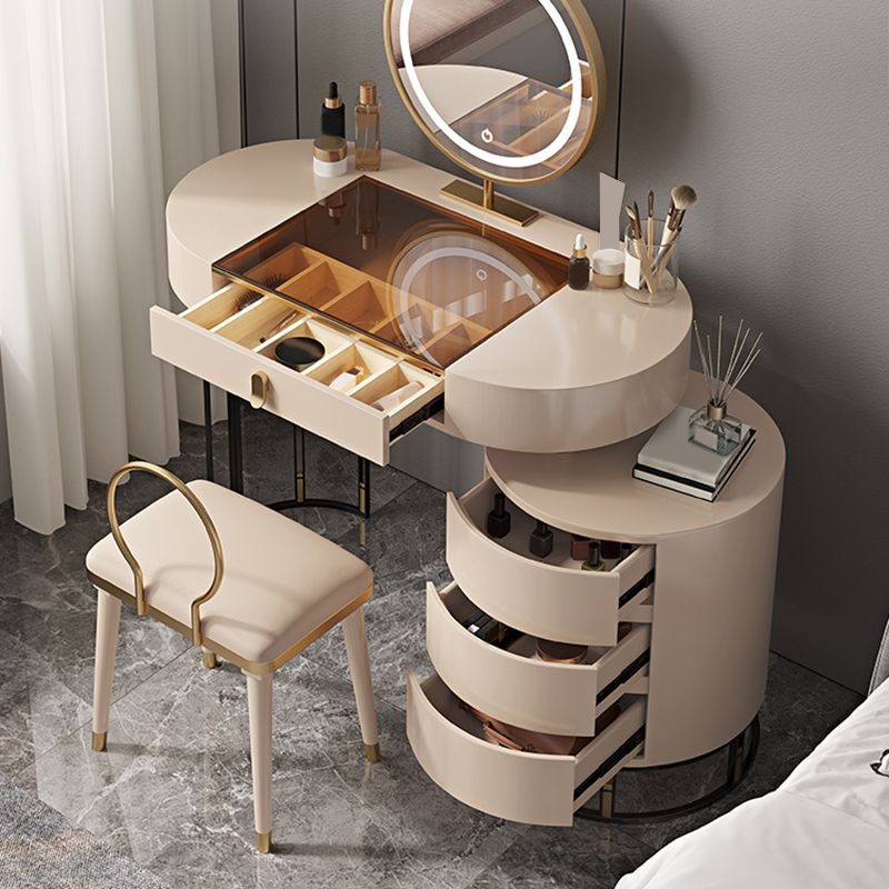 Contemporary Solid Wood Vanity Desk 4 Drawer Vanity Dressing Table