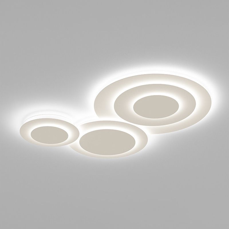 Plafonnier LED de forme circulaire acrylique moderne 3 lumières encastré pour chambre à coucher