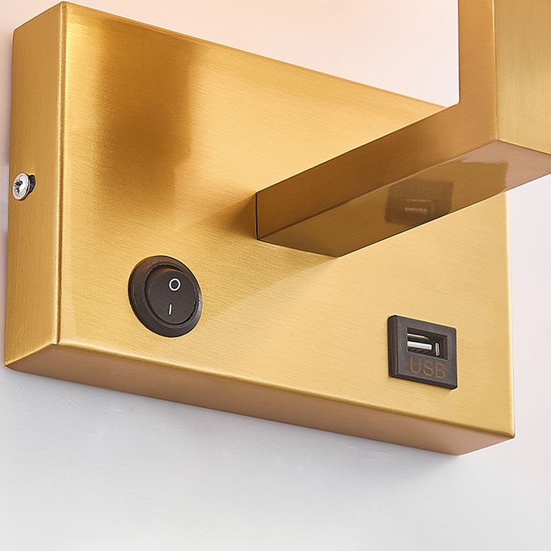 1 - Light Wall Sconce in Black / Gold Metal and Fabric Post Modern Wall Light