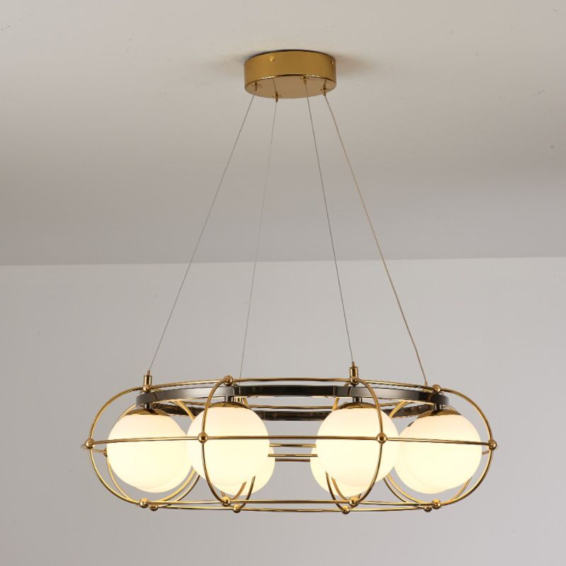 Ball Shape Glass Island Pendants Modern Multi Lights Island Pendant Lights in Gold