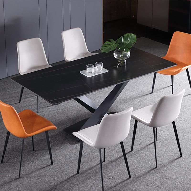 Simple Stone Top Dinette Table Metal Base Dining Table for Living Room
