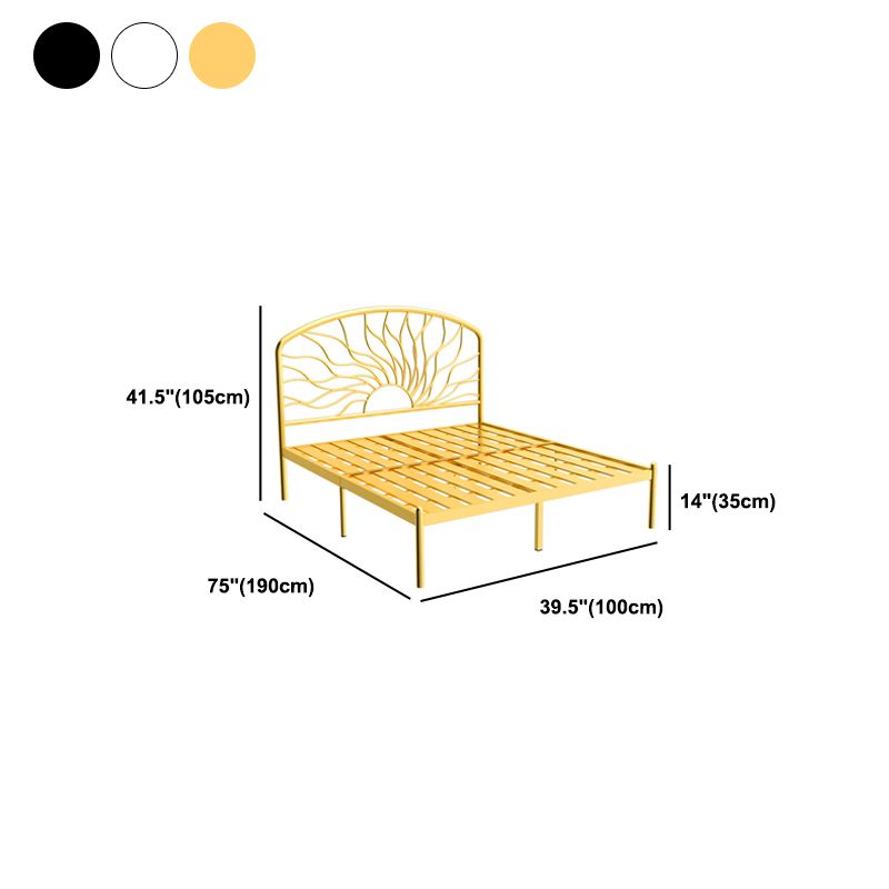 Glam Bed Frame with Arched Headboard, Metal Open-Frame Bed, 41" Tall