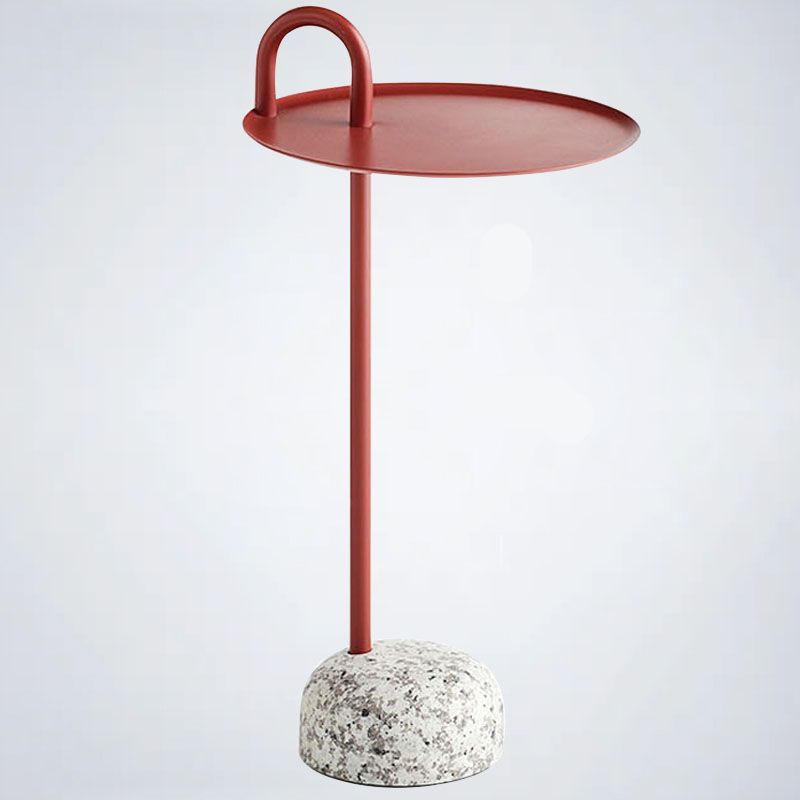 27.75" Tall Steel Round Top Side Table Stone Pedestal End Table