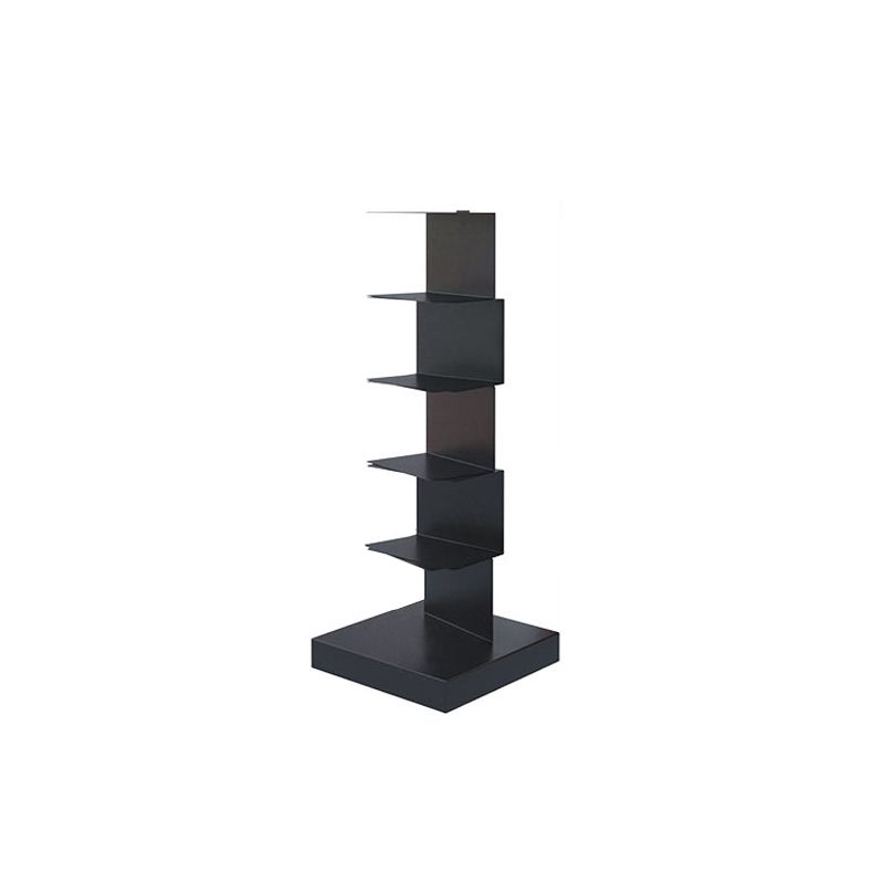 Black Contemporary Corner Bookshelf geschlossenes vertikales Stahlregal geschlossen