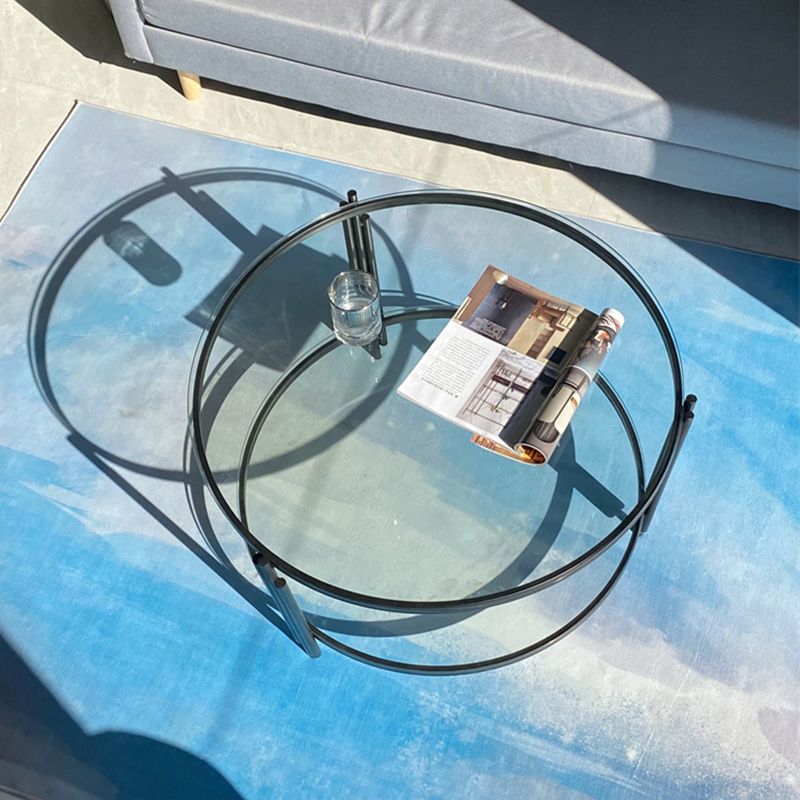 Modern Round Coffee Table 3 Legs Glass Top Coffee Cocktail Table for Living Room