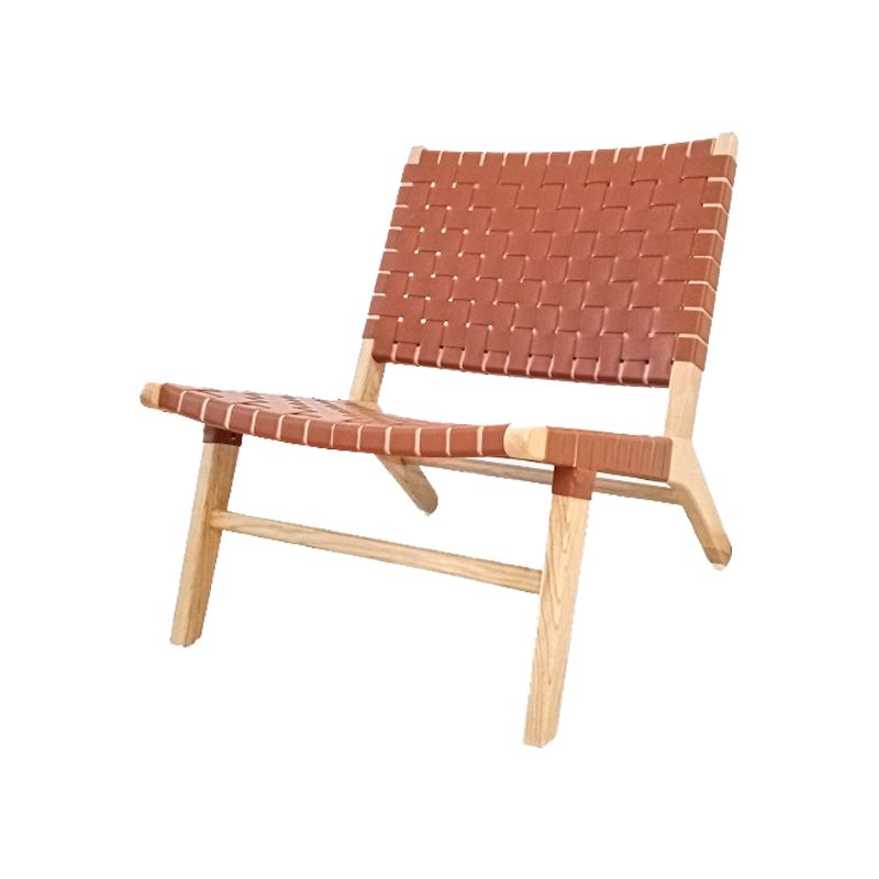 Leather Woven Back Chair Basic Four Leg Lounge Chair for Living Room