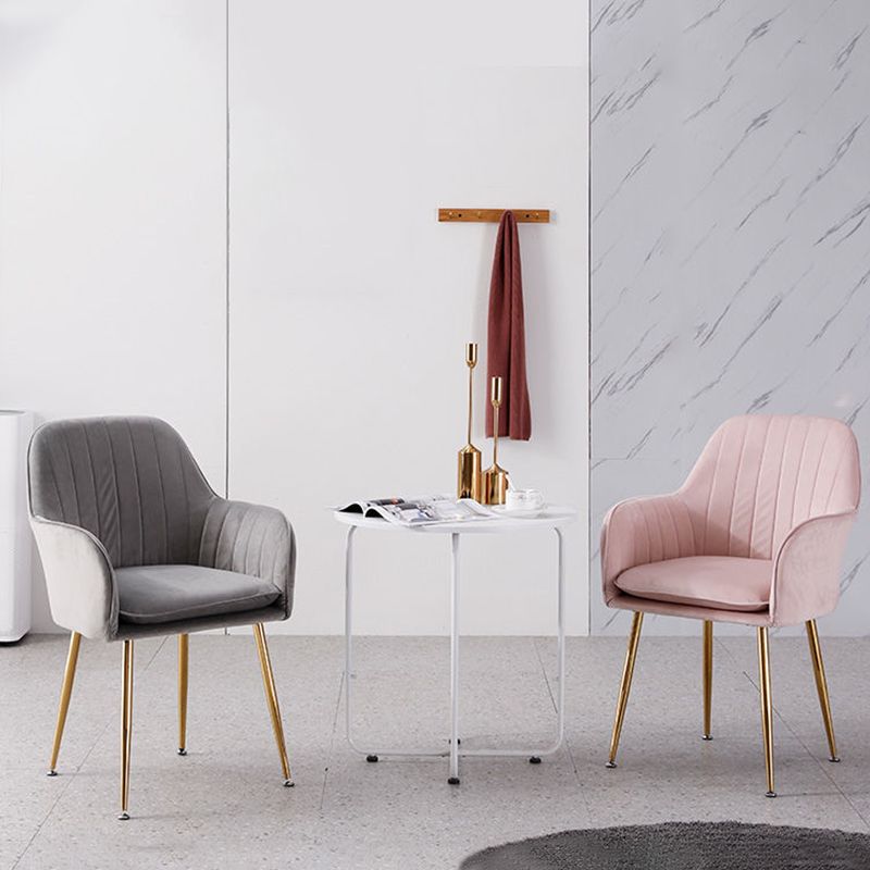 Modern Style Cloth Overturning Armrest Fixed Backrest Metal Arm Chair