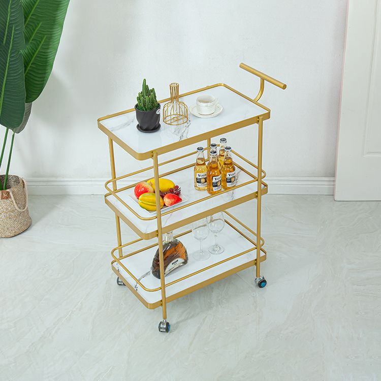 Modern 34.65"H Rolling Prep Table Rectangular Metal Prep Table for Home Use