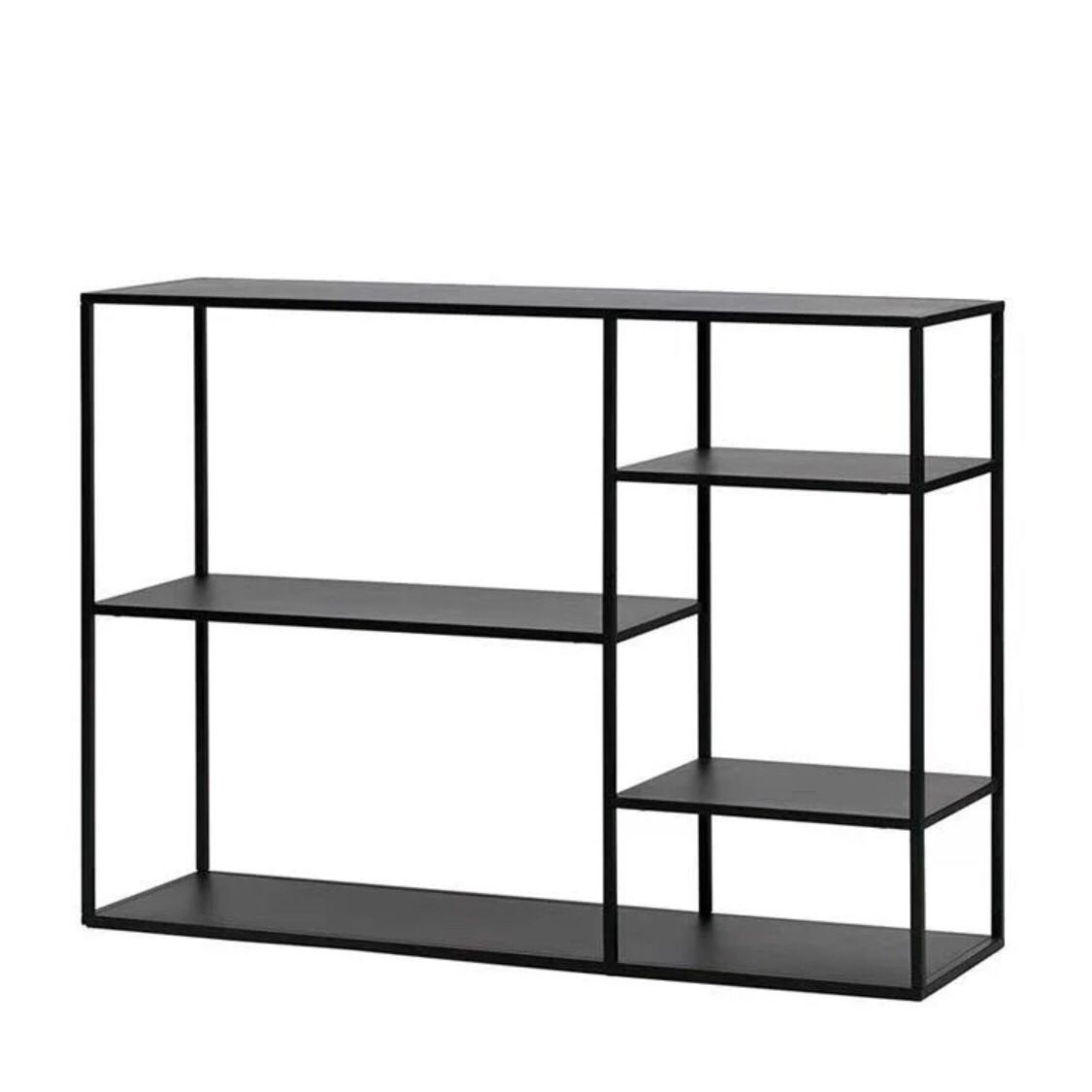 Modern Metal Bookshelf Black Etagere Open Shelf Horizontal Bookcase