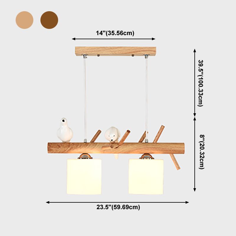Modern Island Pendant Lamps Multi-Head Restaurant Hanging Light Fixtures with Glass Shade