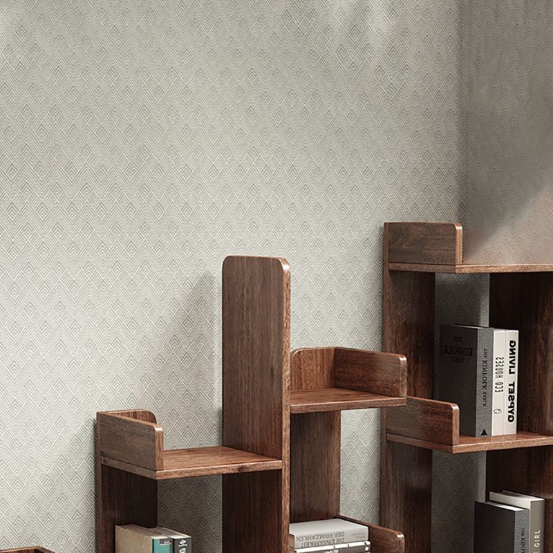 Modern Style Open Back Bookshelf Vertical Wooden Bookcase in Brown