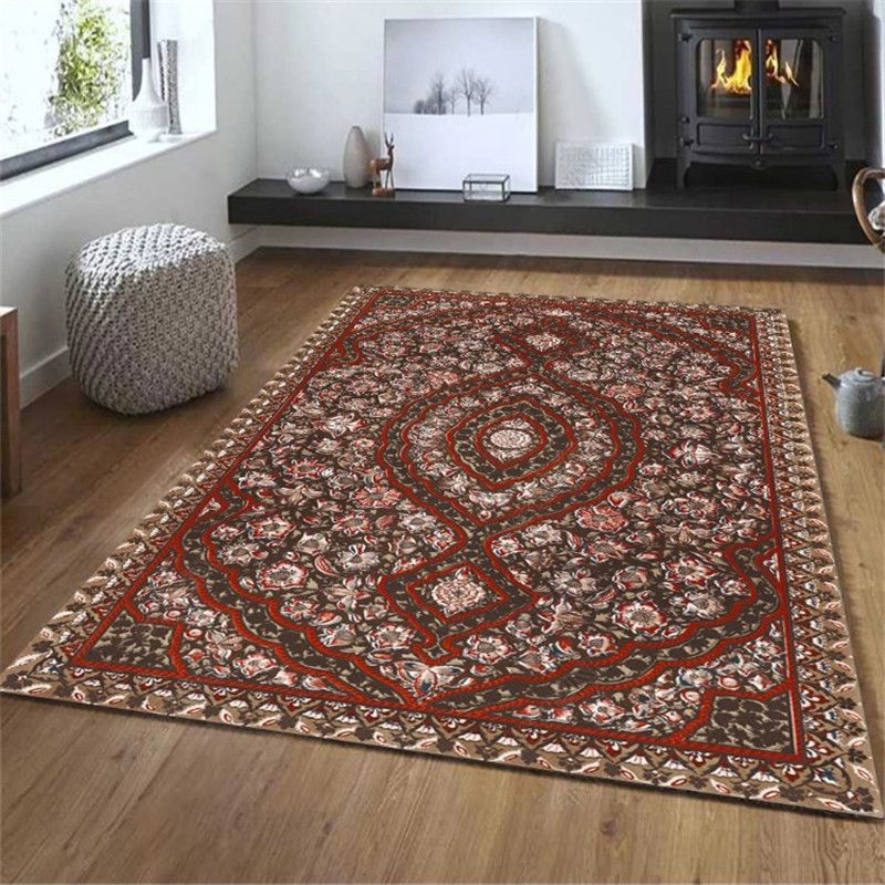 Exotic Geometric Patterned Rug Multicolored Moroccan Rug Polypropylene Stain Resistant Non-Slip Backing Machine Washable Carpet for Room