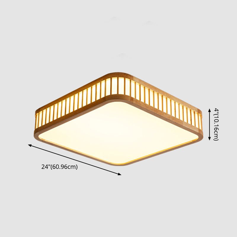 Log Color Geometric LED Flush Mount in Modern Creative Style Wooden Ceiling Light with Acrylic Shade