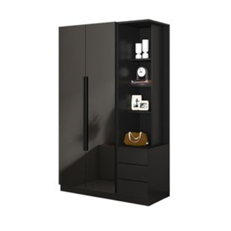 Black Glass Door Cabinet for Bedroom Contemporary Interior Storage Cabinet