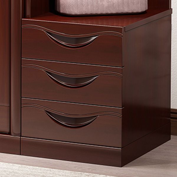 Traditional Wardrobe Cabinet Rubberwood Brown Wardrobe Armoire