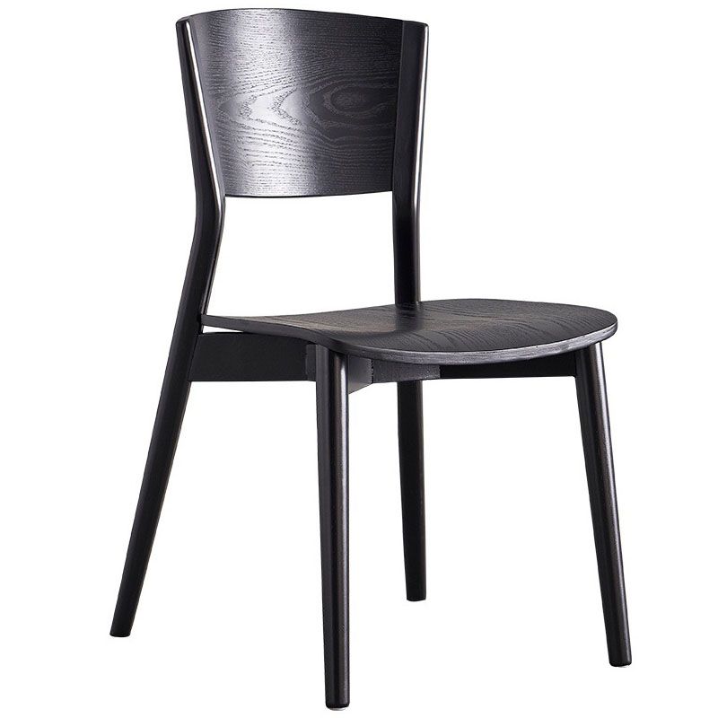 Contemporary Wood Dining Chair Open Back Dining Side Furniture in Matte Finish for Indoor