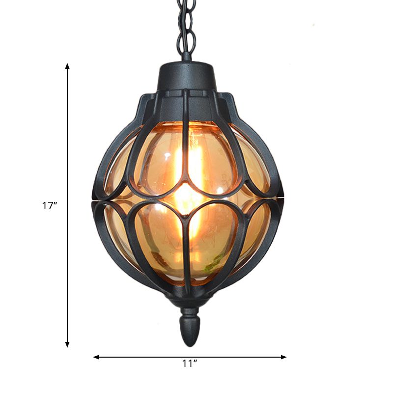 1 Licht 7 "/9"/11 "Weitkugel Anhängerlampe Vintage Bernstein Glashängung Lampe in Schwarz/Bronze/Gold