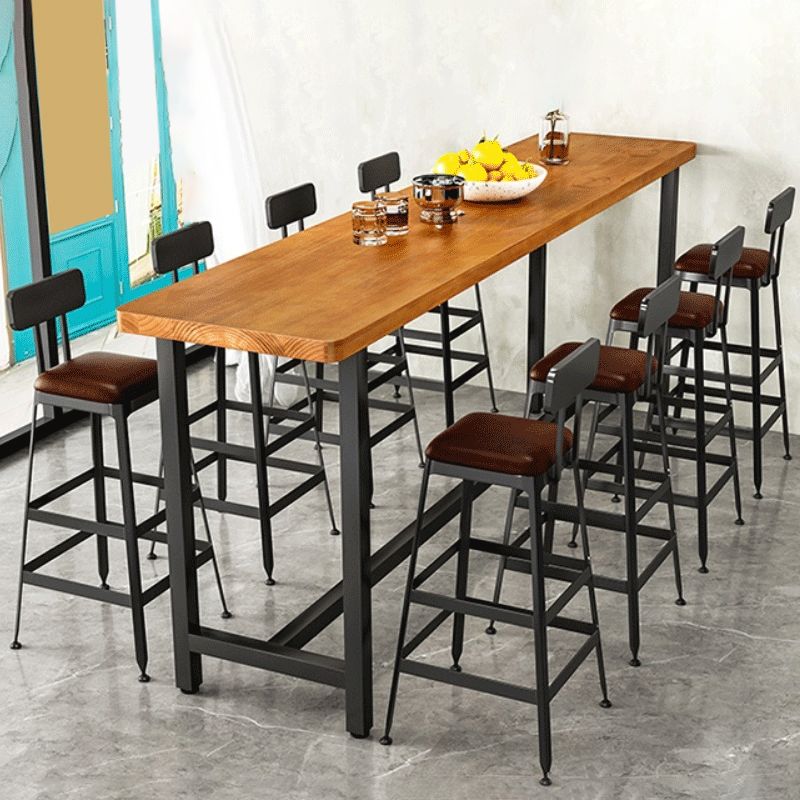 1/9 Pieces Bar Stool and Table Set Rectangular Pub Table Set