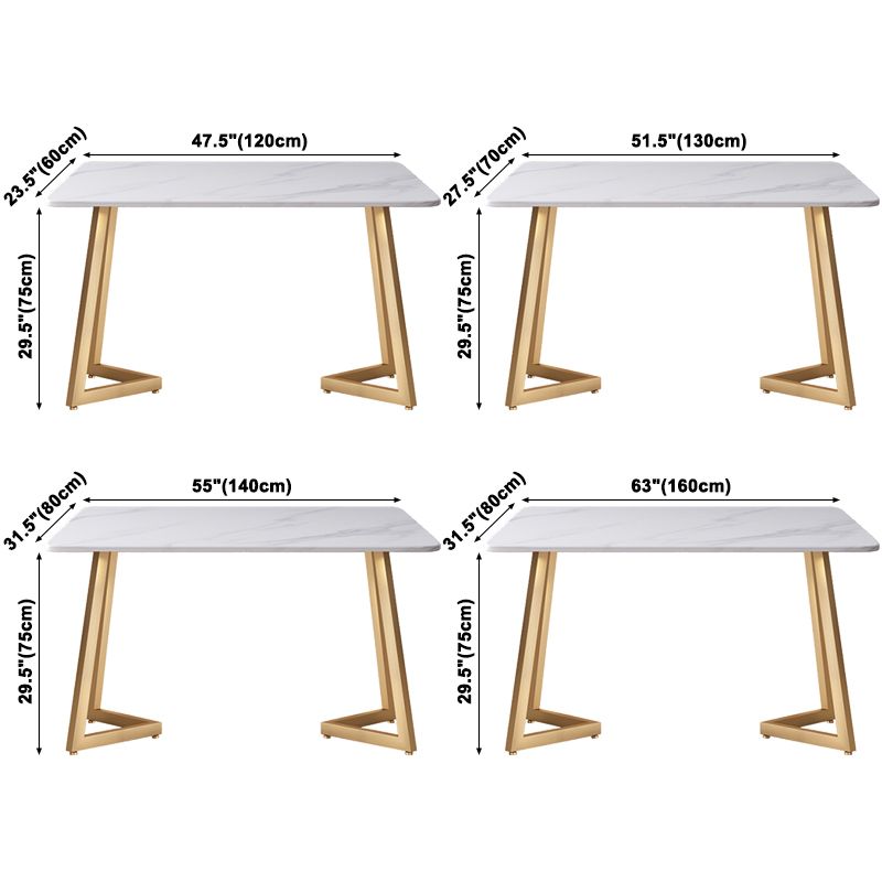Mesa de comedor de cocina blanca moderna Mesa de comedor de forma rectangular de piedra sinterizada con pedestal doble