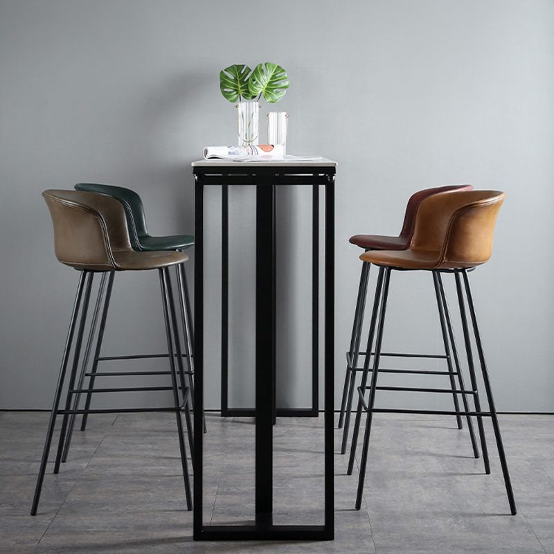 Modern Bucket Low Back Counter Chair Faux Leather Counter Bar Stool for Dining Room
