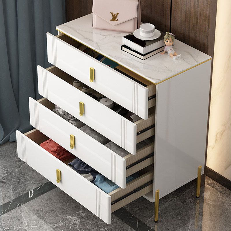 Glam Stone Storage Chest White 16" Wide Bedroom Chest with Drawers