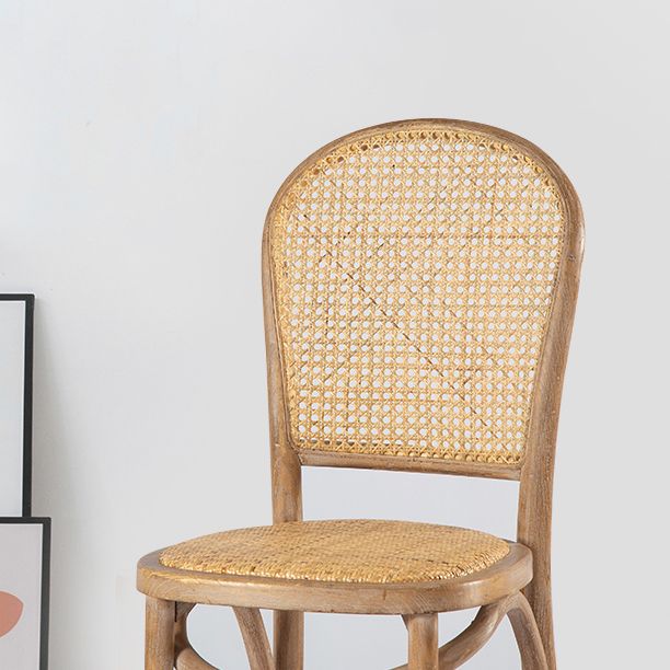 Sillas de comedor sin brazos de Bentwood, sillas laterales con respaldo abierto de ratán y patas de madera