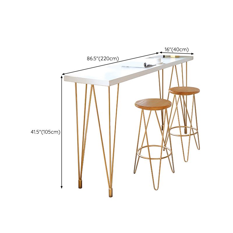Glam Style Rectangle Bar Table White Colour Bar Dining Table with 4 Legs