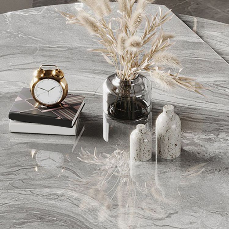 Stone Top Dining Table Modern Round Dining Table with Pedestal Base in Grey