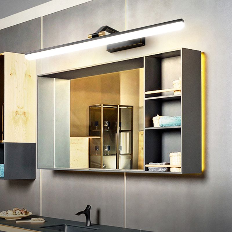 Brass Straight Mirror Light Modern Style Single Light Wall Lamp for Bathroom