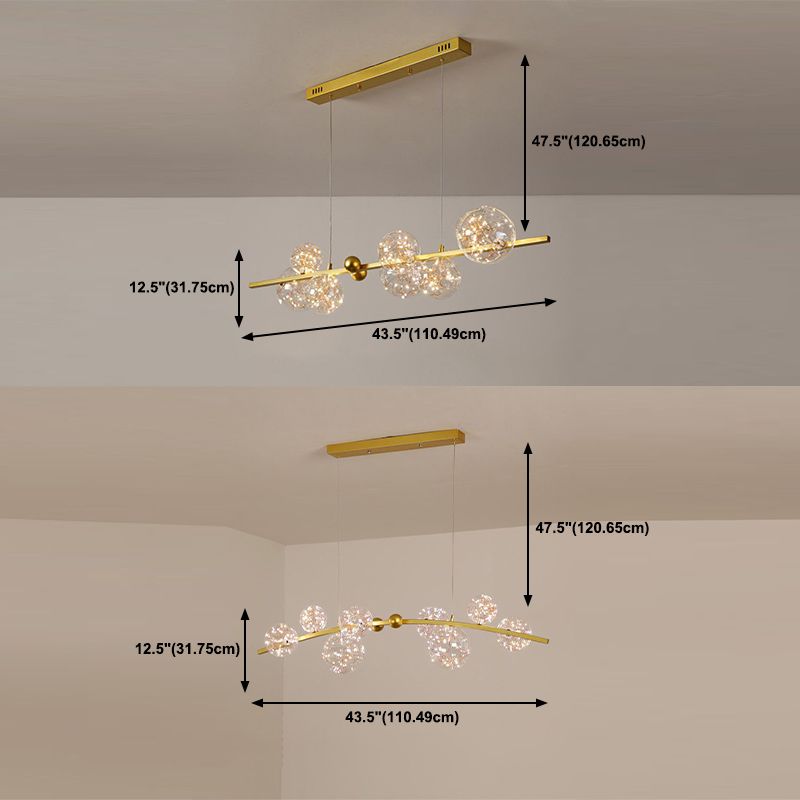 Starry Island Leuchten moderne stilvolle 8-Licht-Goldheizenlicht mit Glasschatten