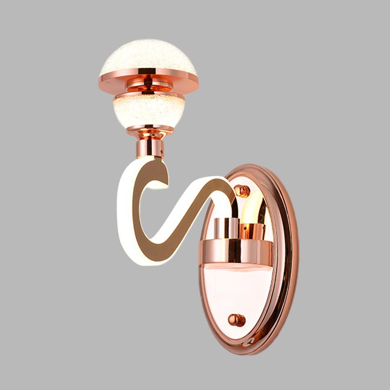 Metal Urn Wall Sconce Lighting Contemporary LED Wall Lamp Fixture in Rose Gold with Twisted Arm