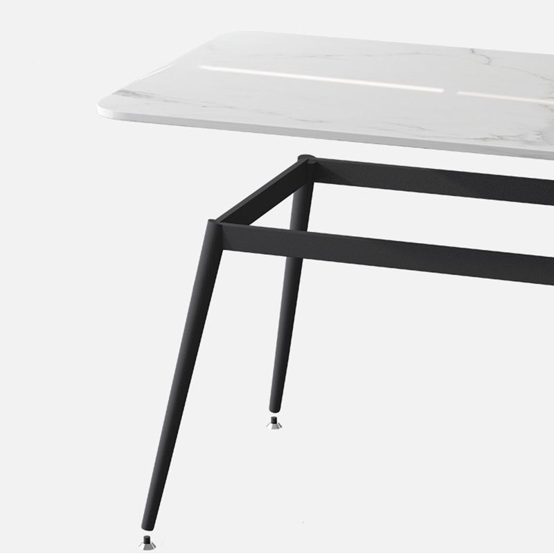 Industrial Iron Legs Dining Table Rectangle Stone Dining Table for Kitchen