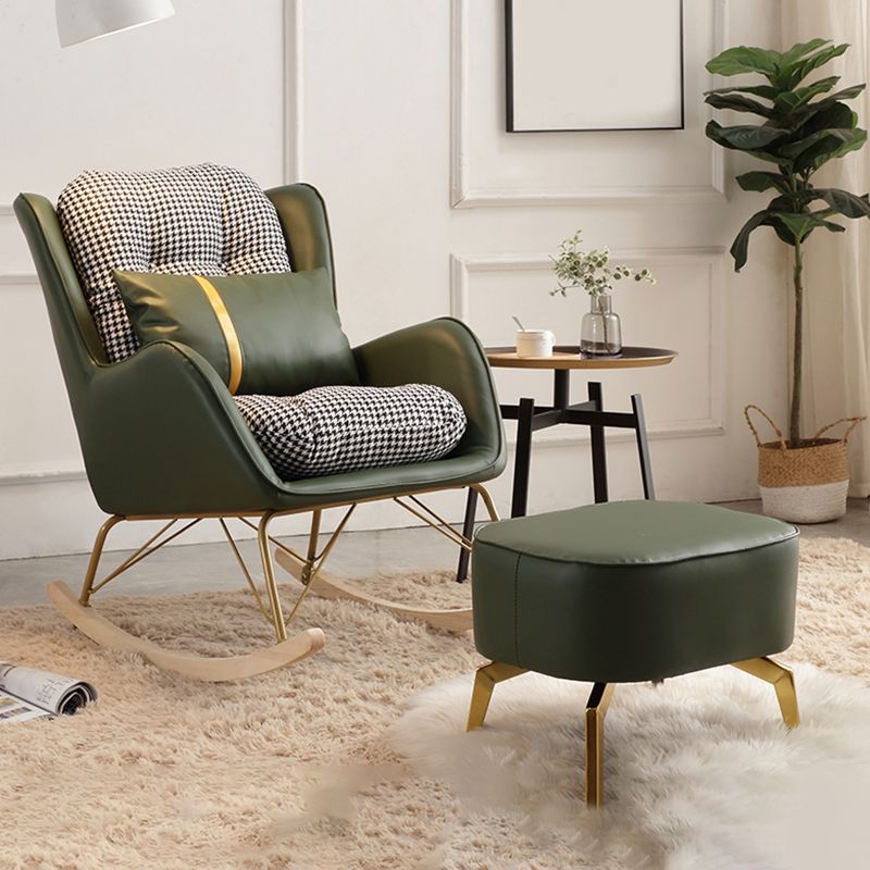Contemporary Rocking Chair Rubber Wood Frame Wing Chair Back Indoor Rocking Chair