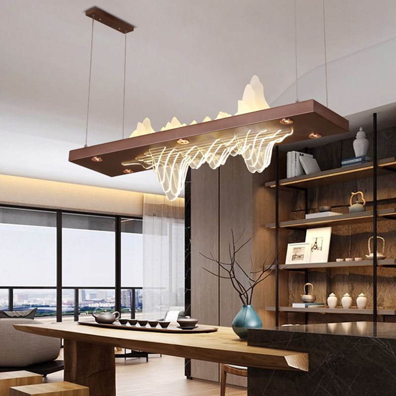 Squared Island Pendant LED Acrylic Modern Ceiling Pendant Light for Dining Room