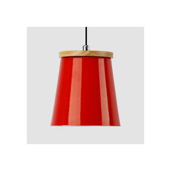 Metallic Bucket Shape Suspension Light Kitchen Dining Room One Light Modern Pendant Light