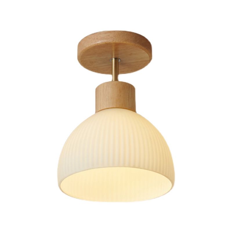 Japanese Style 1-Light Ceiling Light Dome Shape Ceiling Lamp for Bedroom